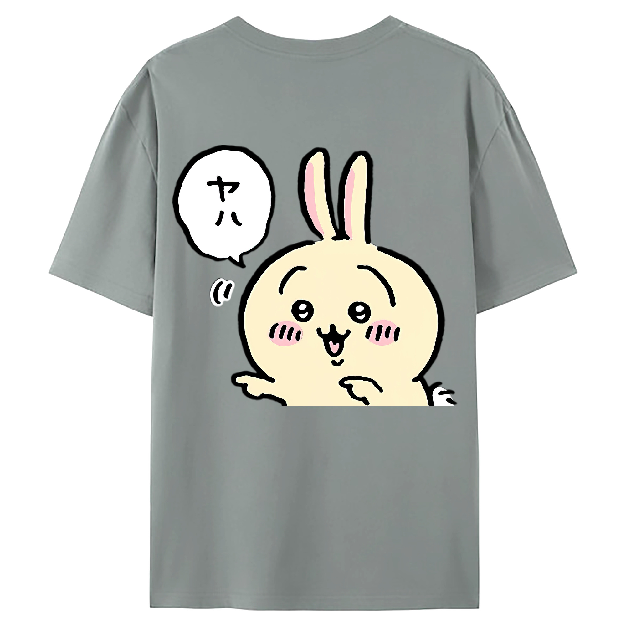（画像用） ちいかわ うさぎ Chii-kawa usagi 綿100％ メンズ半袖Tシャツ（バックプリント） 通気性